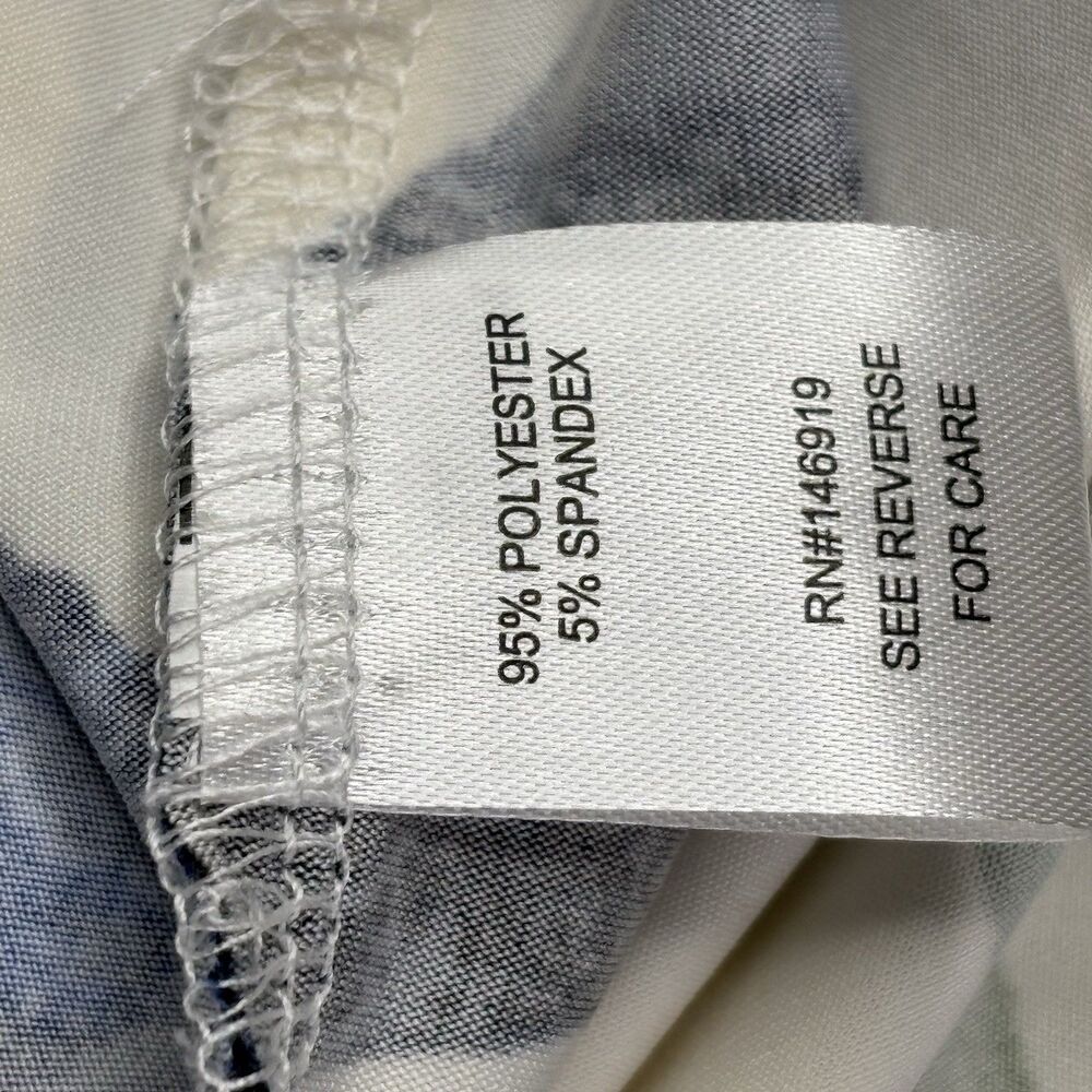 Rachel Roy Top Womens 1X Blue Blouse Floral Sleeveless V-Neck White Hibiscus New - Picture 6 of 11